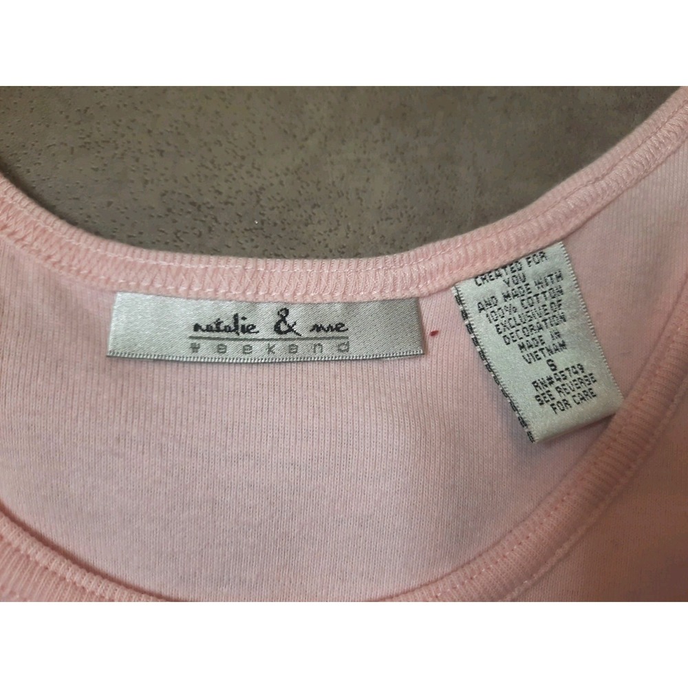 New Pink Tank Shirt With Embroidered Bows Womens Size Small Girly Summer Layer - Picture 5 of 9